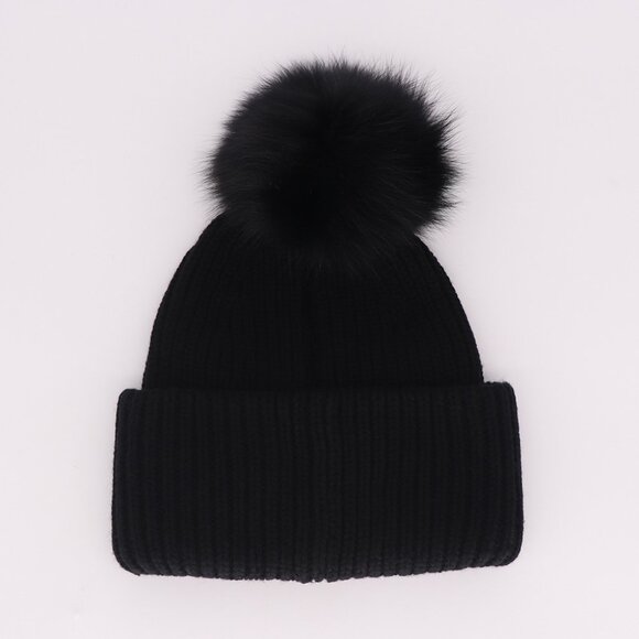 NWT - Yves Salomon Butterfly Knit Pom Beanie - Black❄️? main image 7